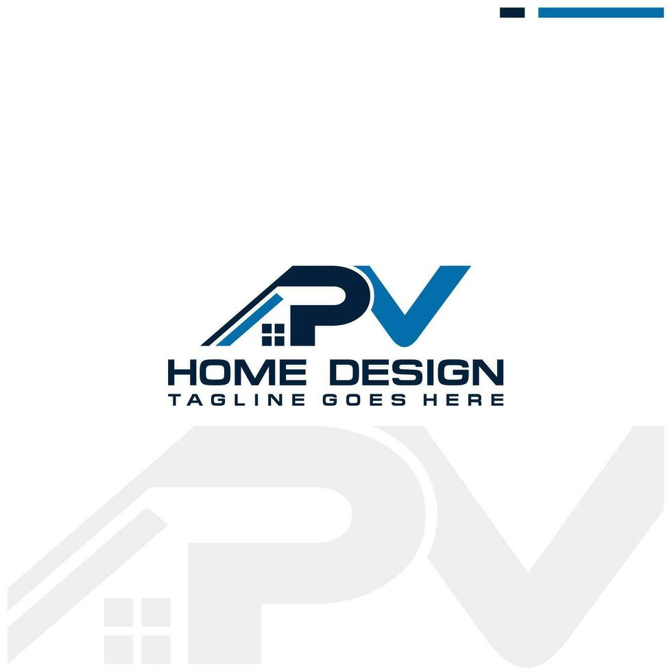 P V initial home or real estate logo vector design