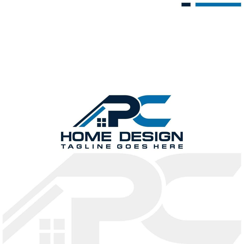 P C initial home or real estate logo vector design