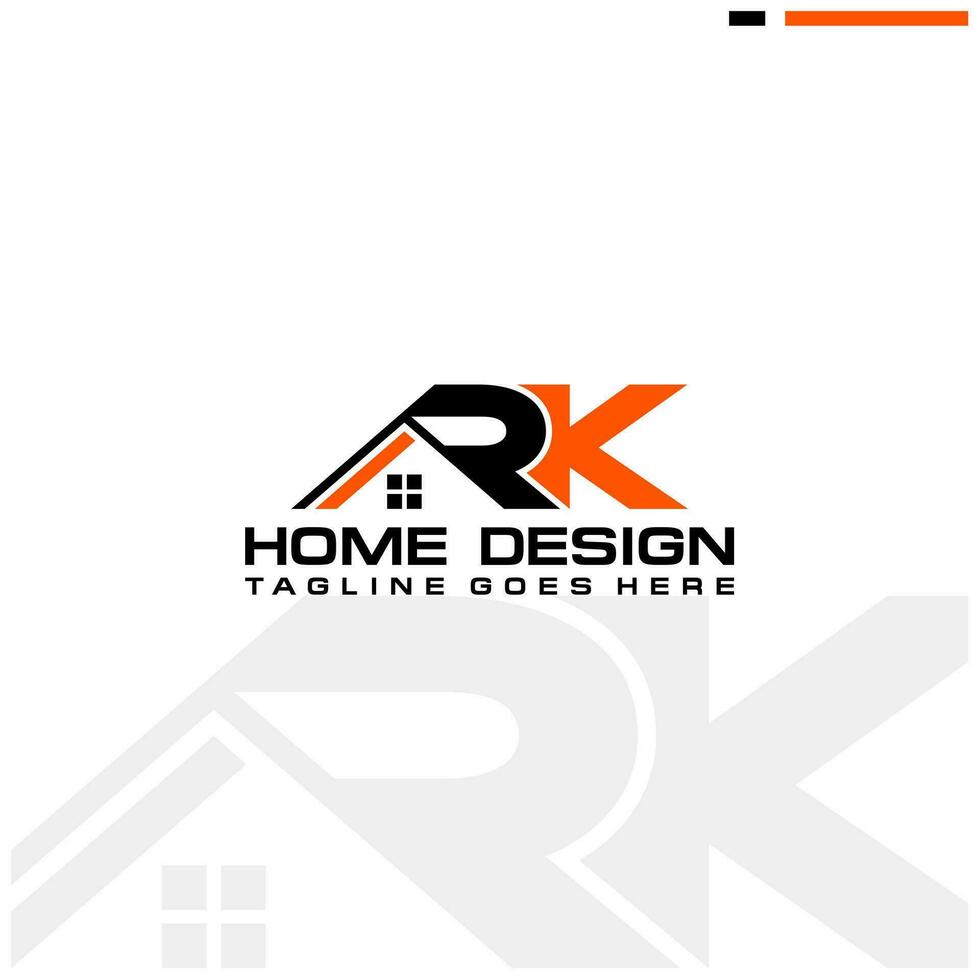 R K initial home or real estate logo vector design