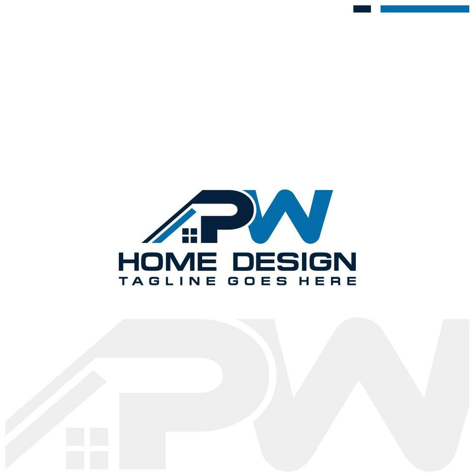 P W initial home or real estate logo vector design