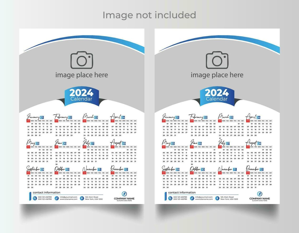 2024 nuevo año calendario vector