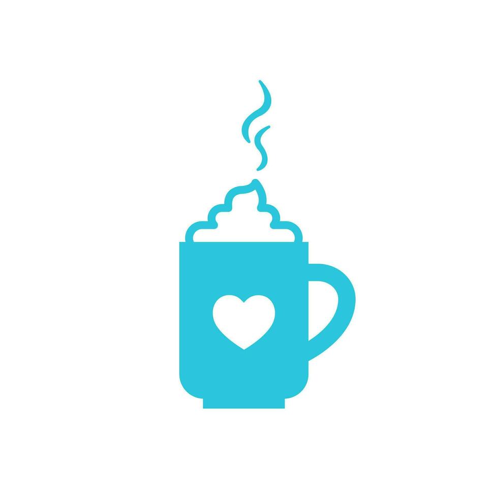 Hot chocolate with Whipped Cream for winter days. From blue icon set. vector