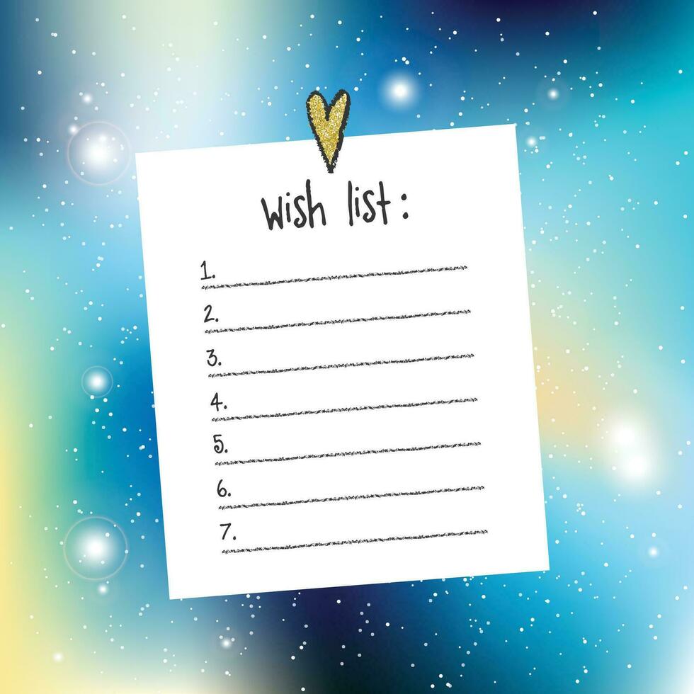 Wish list template. Universe background. vector