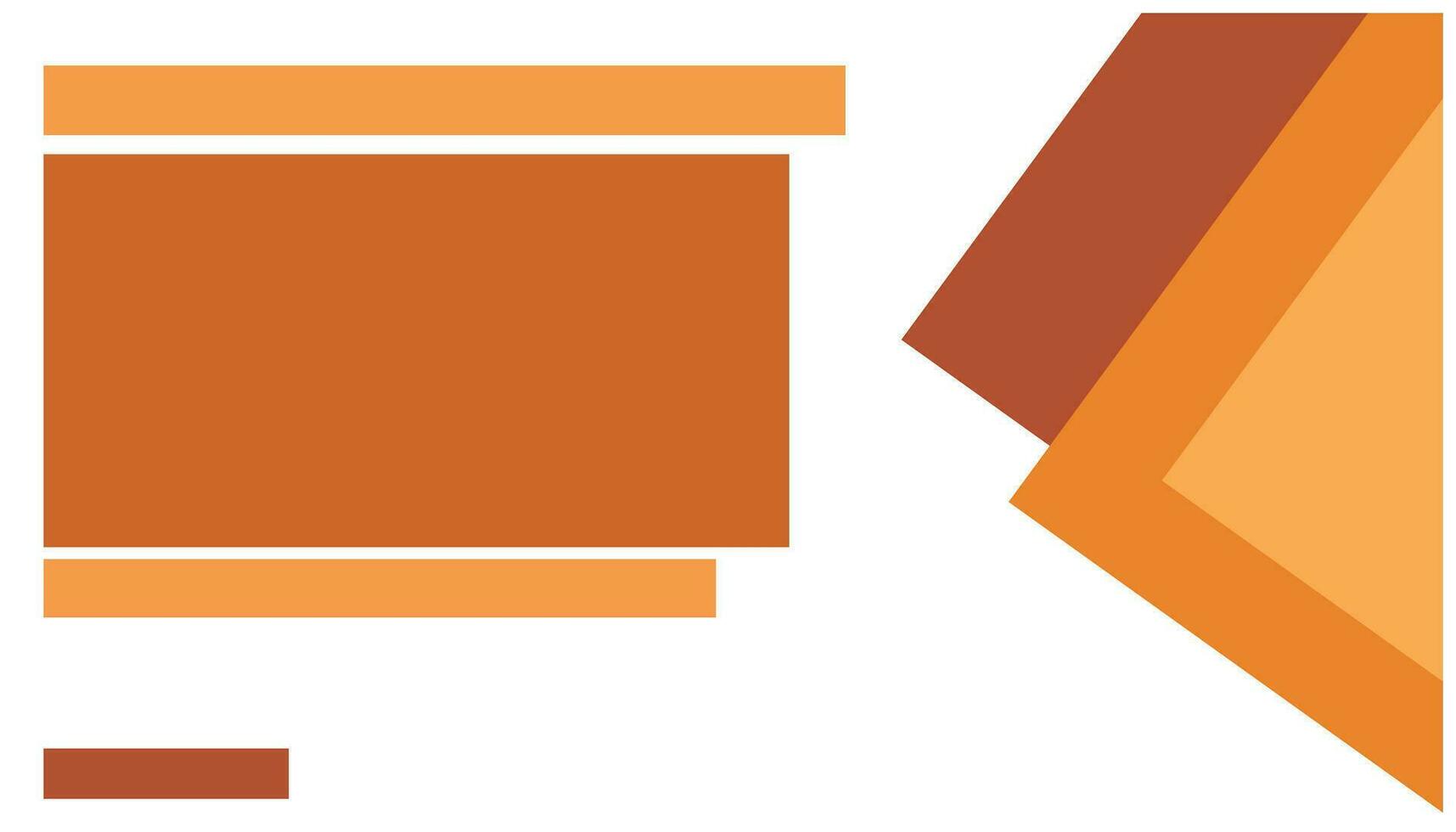 Illustration of a set of geometric shapes in orange and brown colors. Vector illustration of an orange arrow pointing to the right in the corner. Background template element