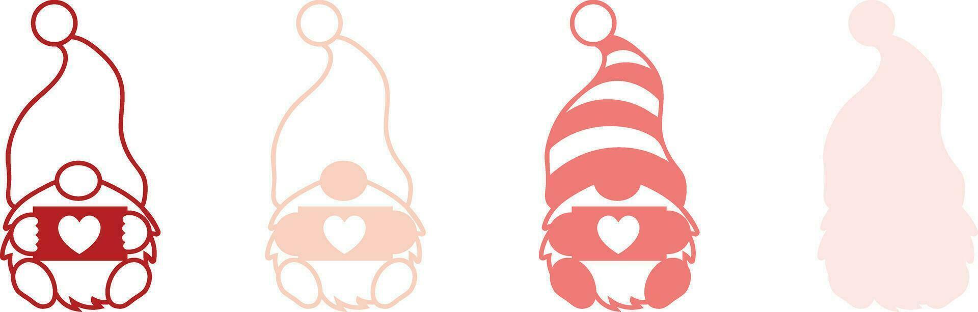 Valentine's Day Gnome Multilayer Wood Cut Decoration vector