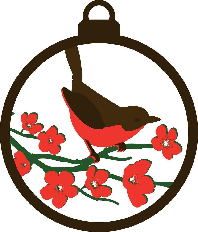 Christmas Bird Ornament, Wood Cut and Paper Cut Template vector