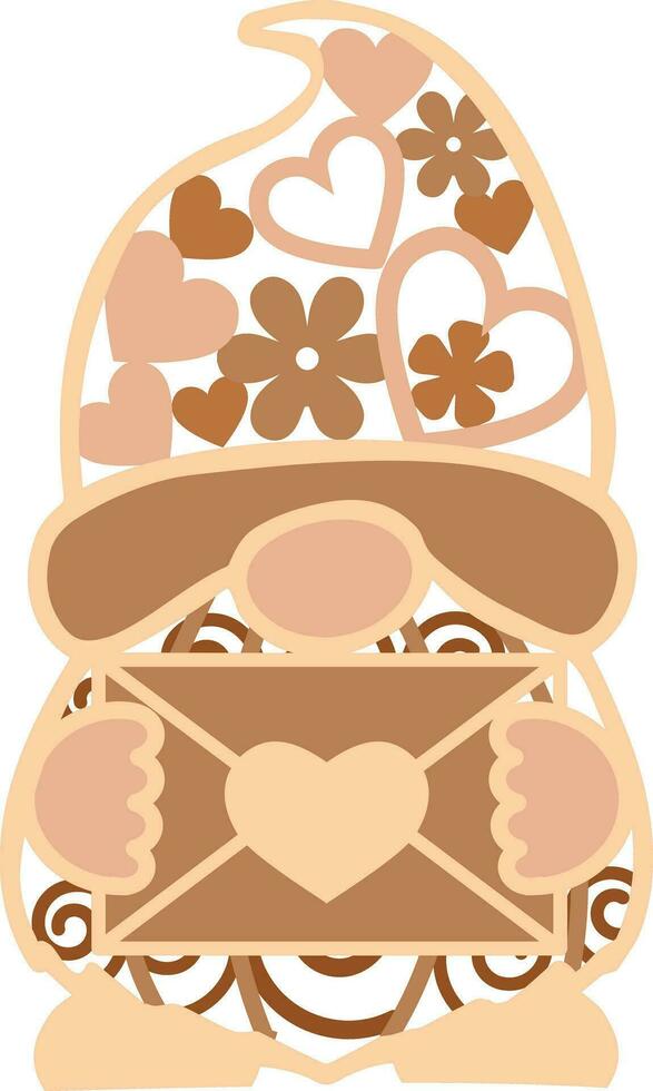 Decorative Gnome Template, Valentine's Day Decoration vector