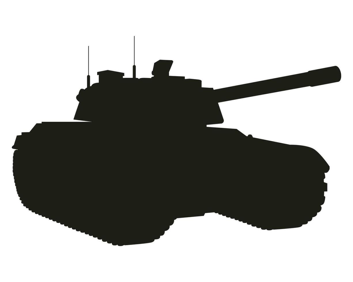 Main battle tank black silhouette. Armored fighting vehicle. Special military transport. vector