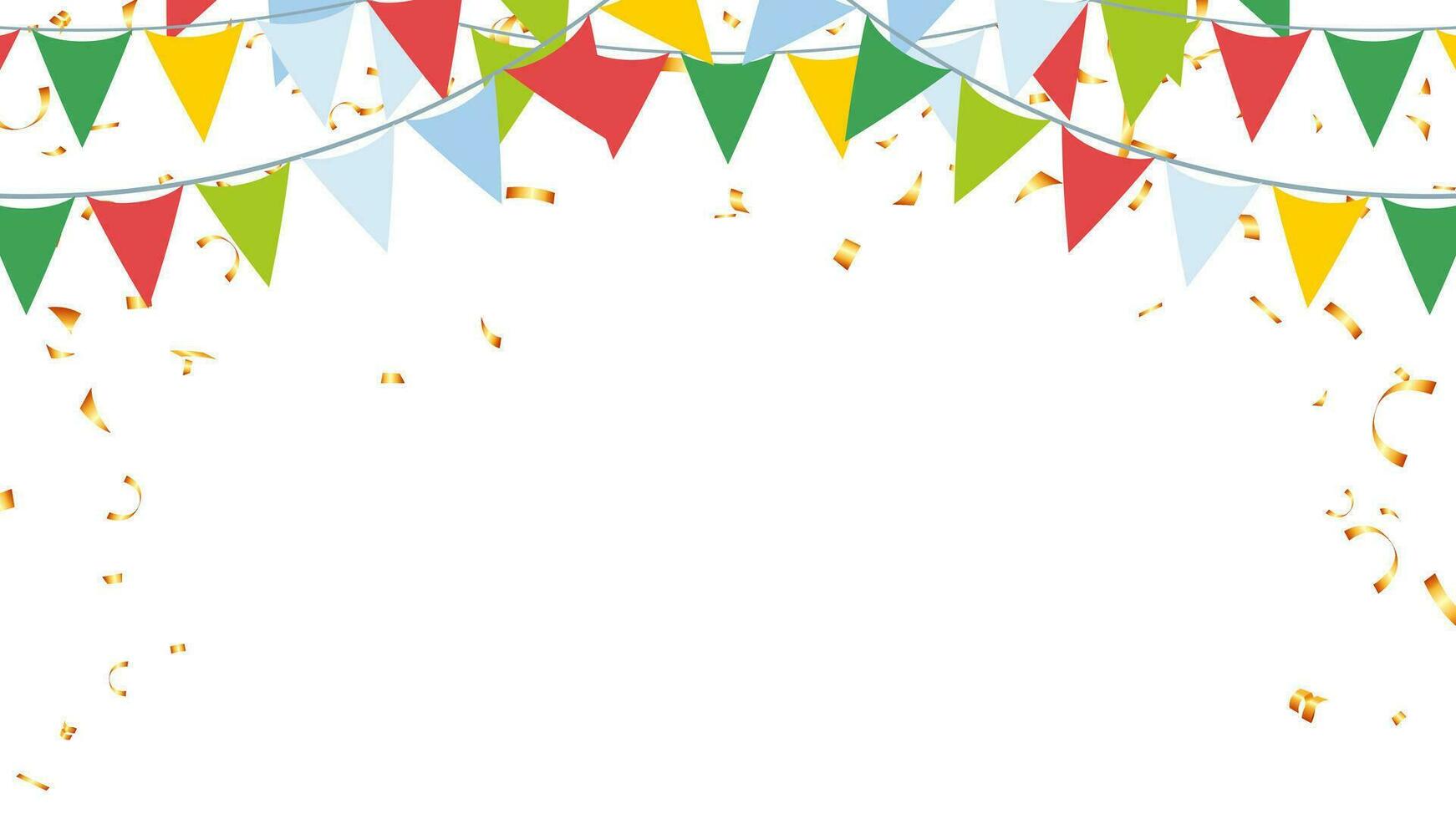 Frame colorful bunting garland flag and confetti Christmas, festival, birthday, decoration elements vector