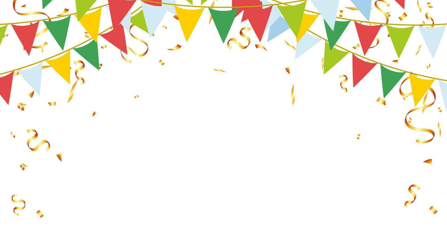 Triangle pennants chain and confetti for Christmas party color conceptt. birthday, celebration, carnival, anniversary and decoration vector