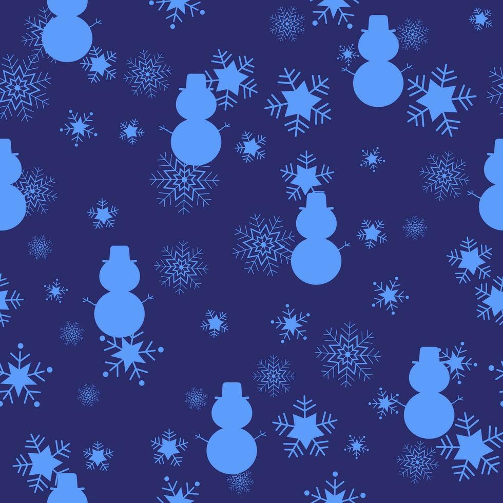 Snowmen and snowflakes seamless vector pattern. Perfect for textile, wallpaper or print design