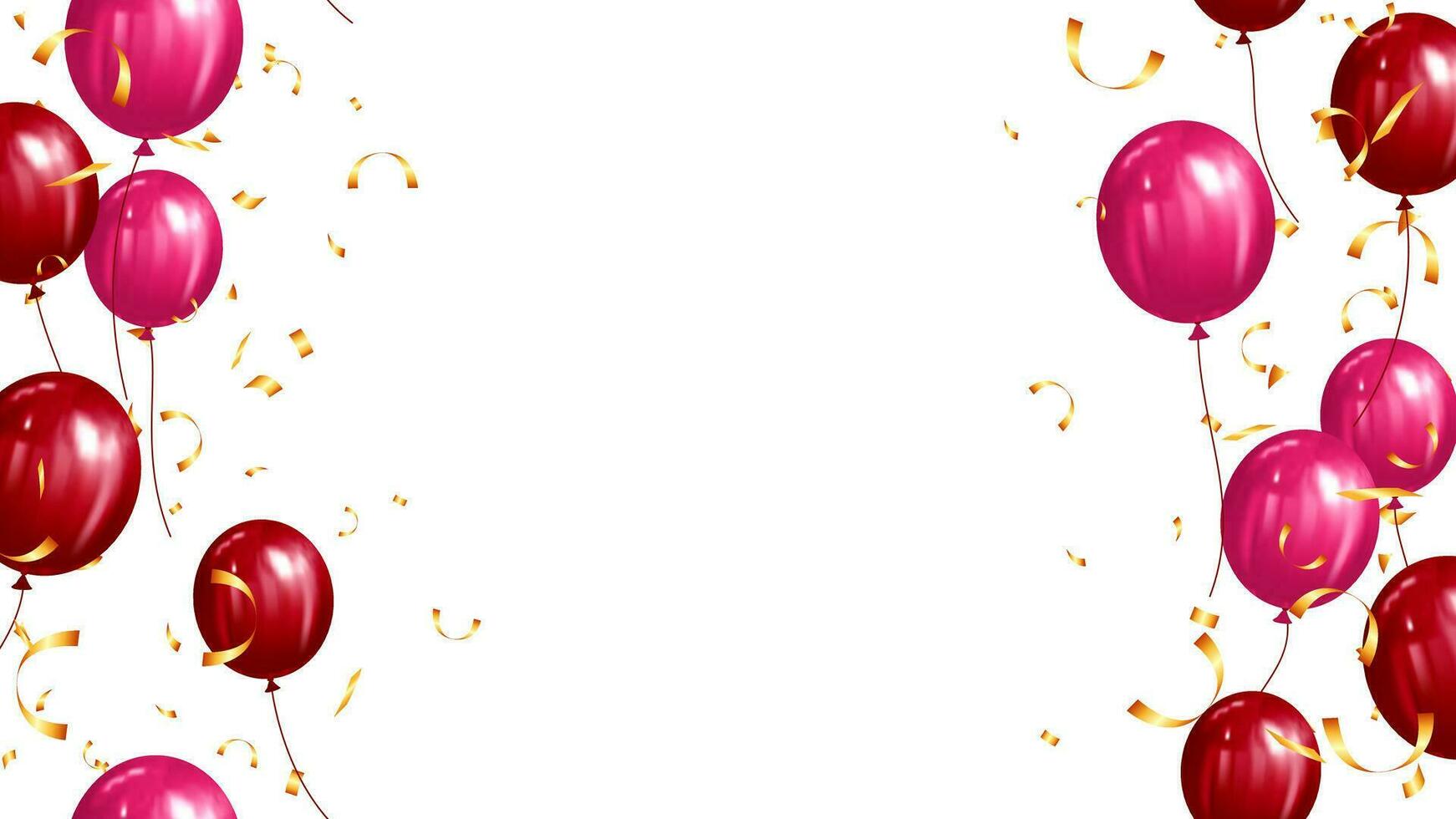 Red balloons and gold confetti concept design template celebration holiday vector