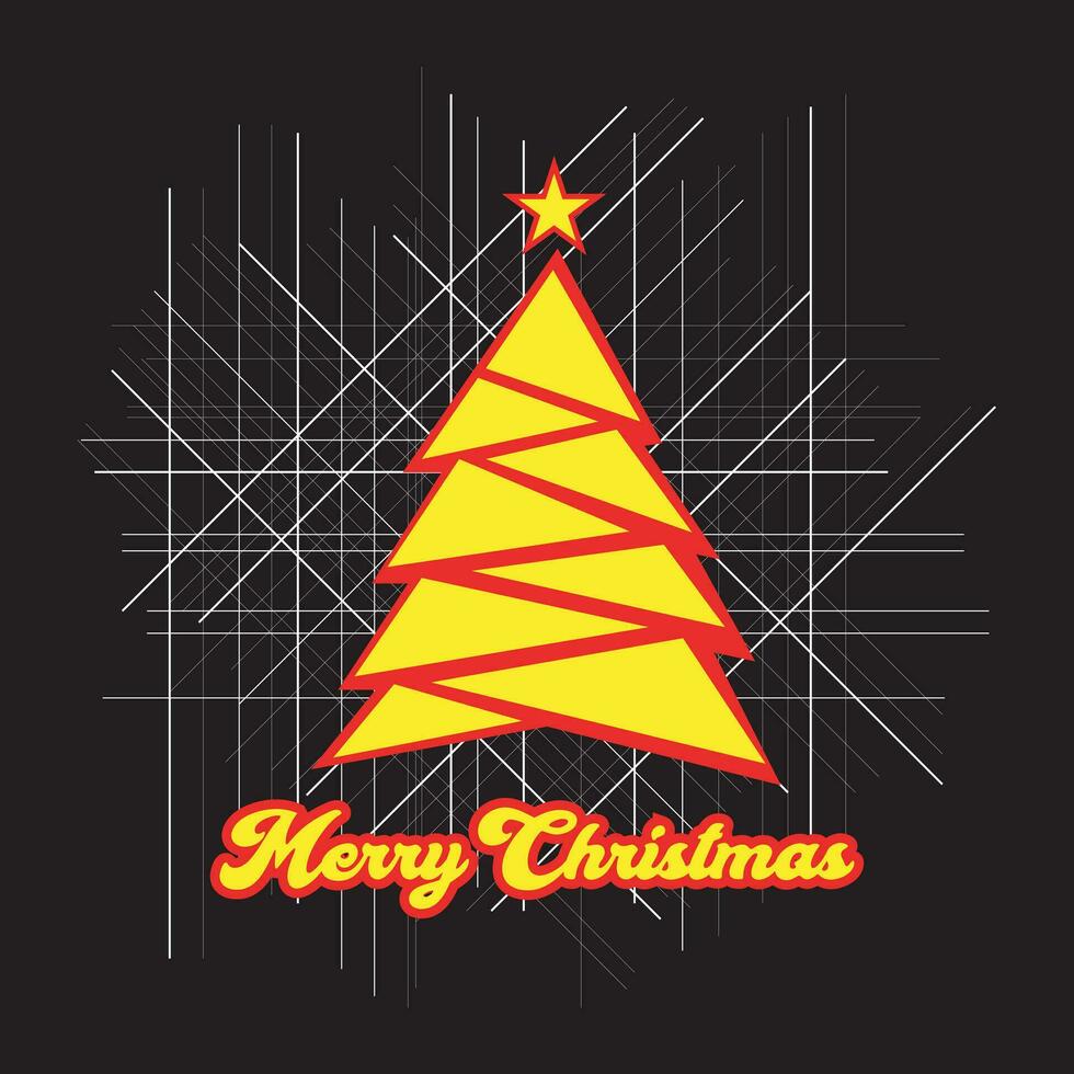 Merry Christmas tree-Black background vector