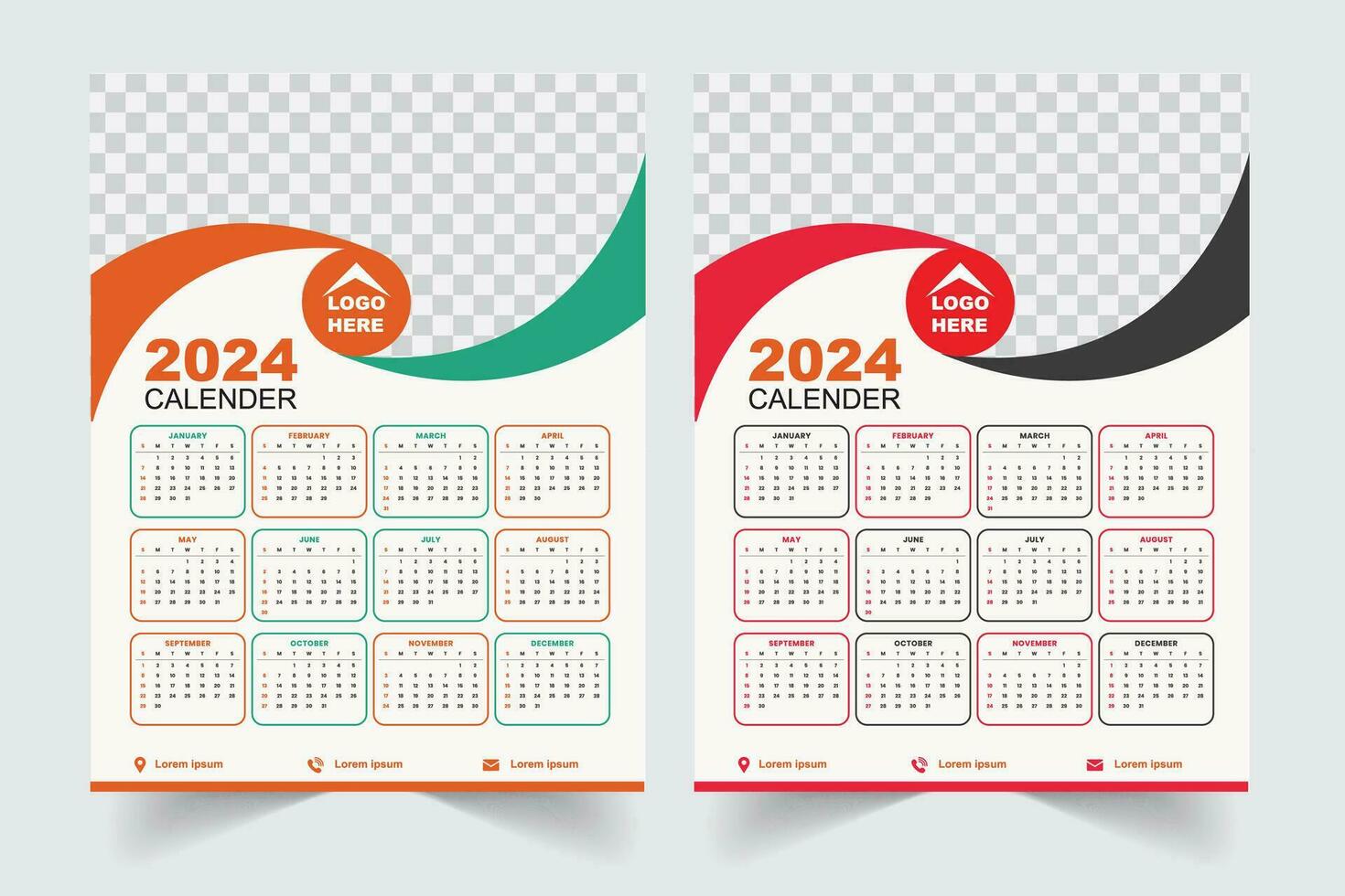 2024 imprimible calendarios vector