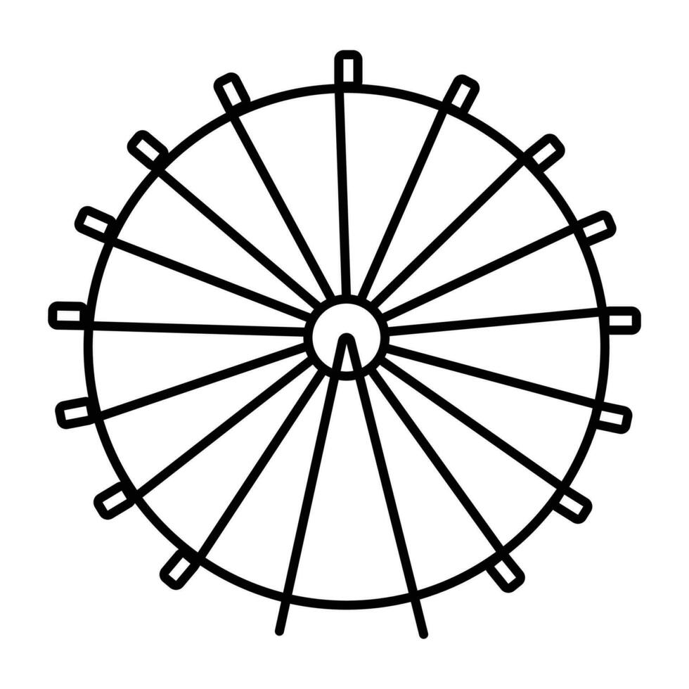 Breathtaking ferris wheel, monochrome vector black line icon of a traditional city attraction