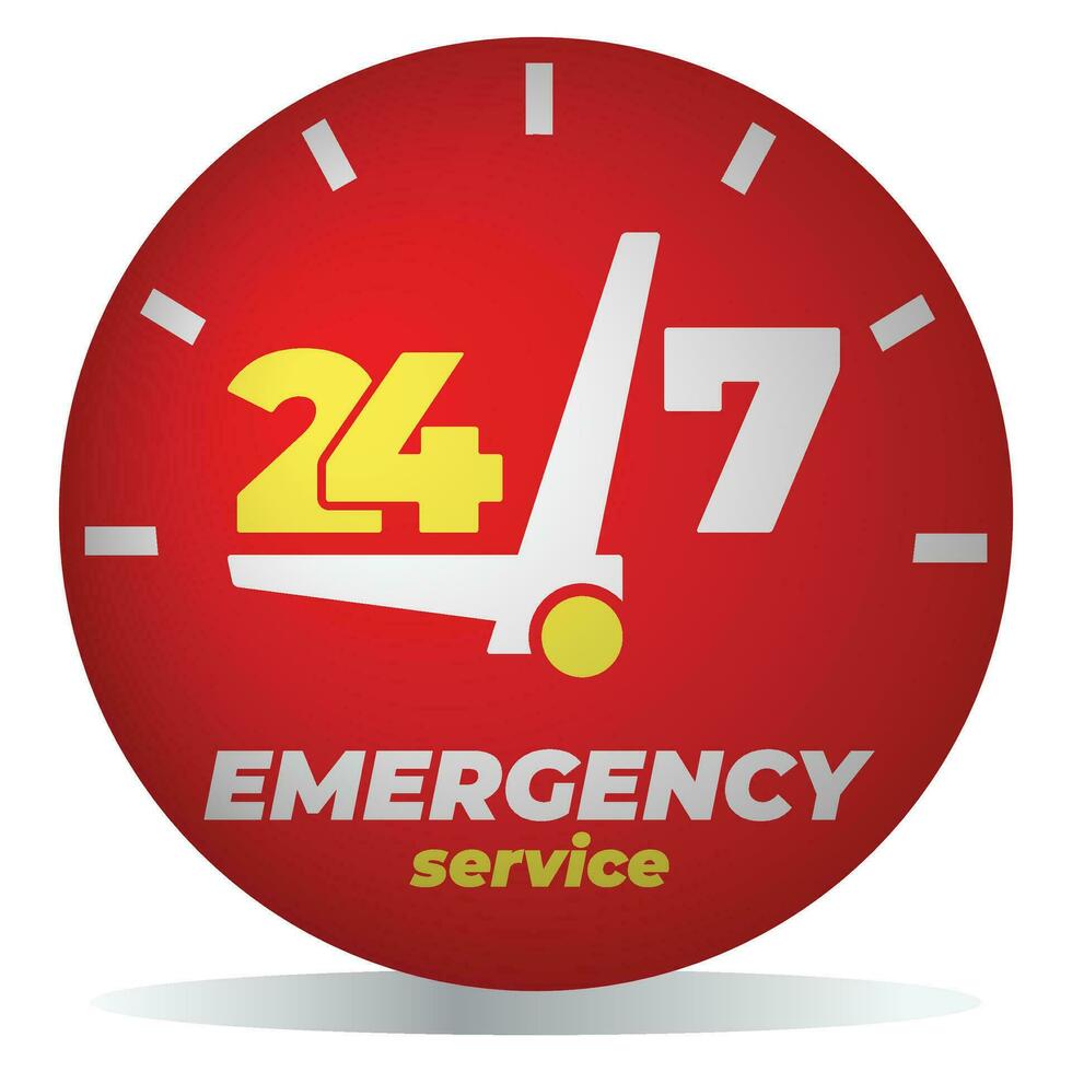 24 Hour Emergency Service Label Design vector