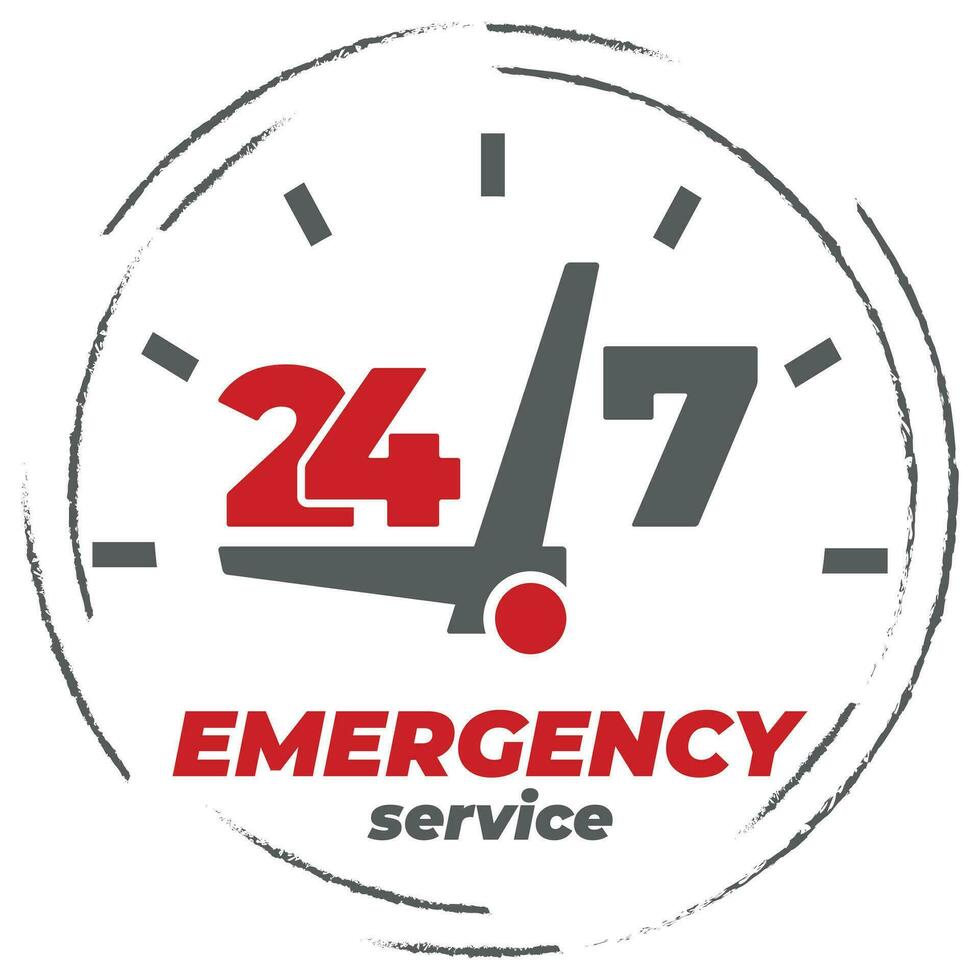 24 Hour Emergency Service Label Design vector