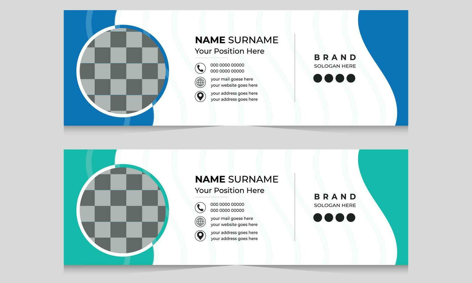 Email signature, email footer template, social media cover or contact card Free Vector