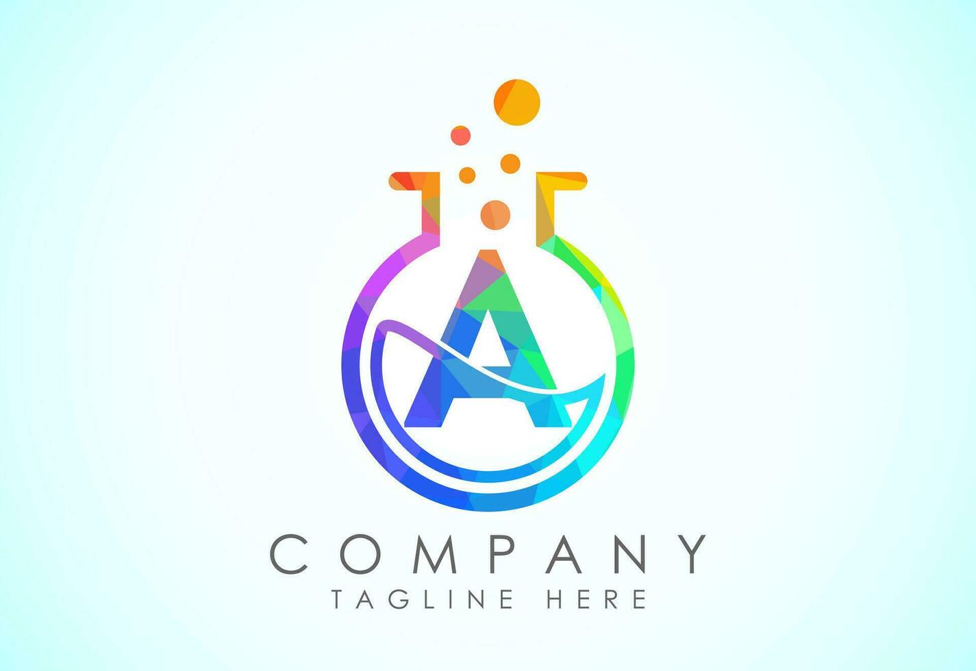 English alphabet A with science lab emblem. Low poly style lab science technology logo design vector