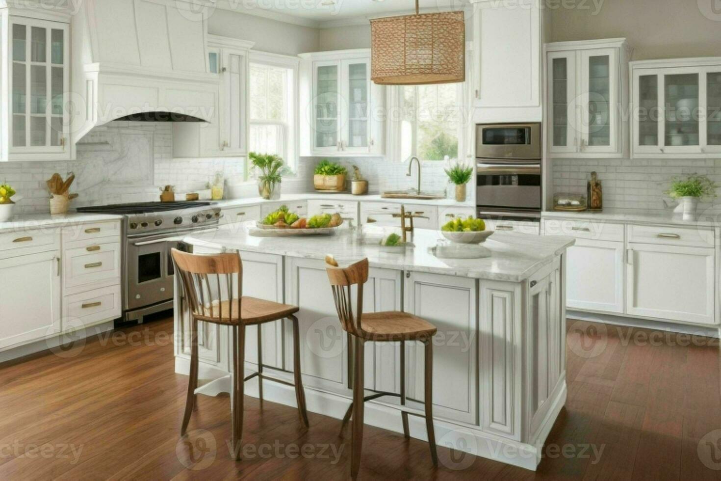 AI generated Transitional Kitchen Styles. Pro Photo