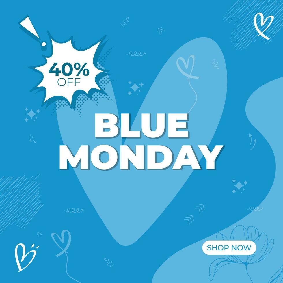 Blue monday Cyber monday offer social media post template vector