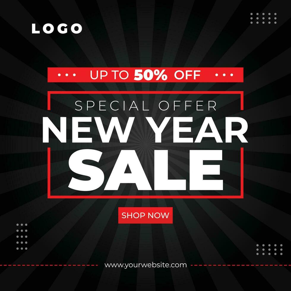 New Year Discount Sales Post Banner Template vector
