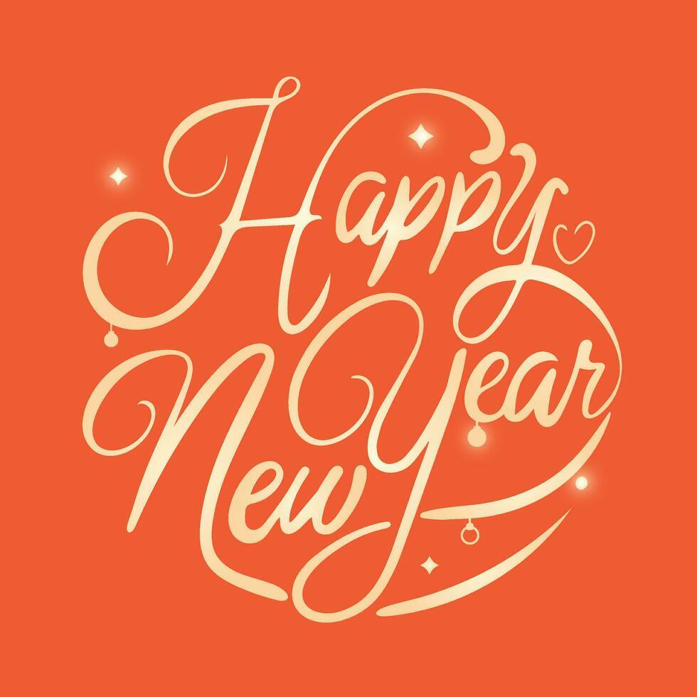 2024 HAPPY NEW YEAR script text hand lettering. Design template Celebration typography poster, banner or social media greeting card for Merry Christmas and happy new year. vector