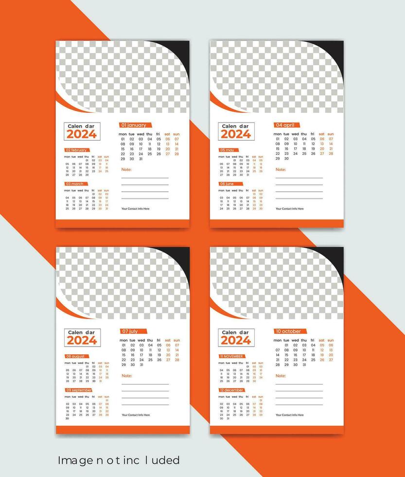 2024 calendario diseño plantilla, anual calendario vector diseño