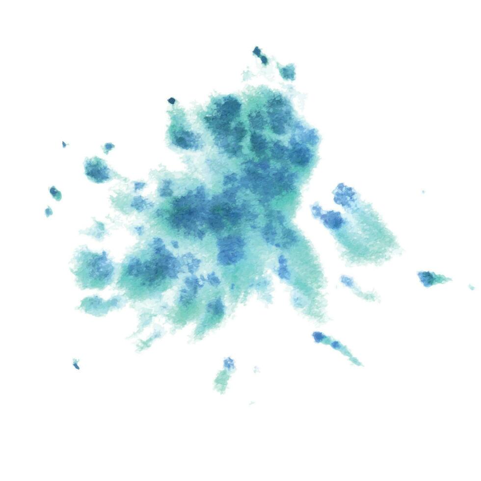 Stains and splashes of paint and water in turquoise and blue. Hand drawn watercolor illustration. Underwater world, sea clipart for decoration and design. Isolated element on white background vector