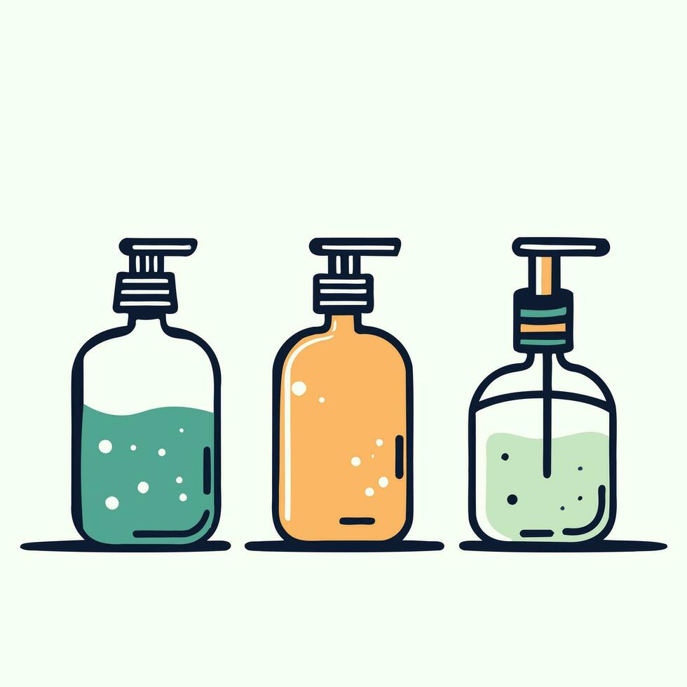 set of bottles with cosmetic, vintage style vector