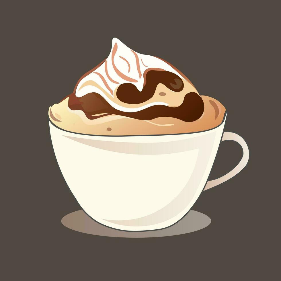 taza de café con espuma y chocolate vector