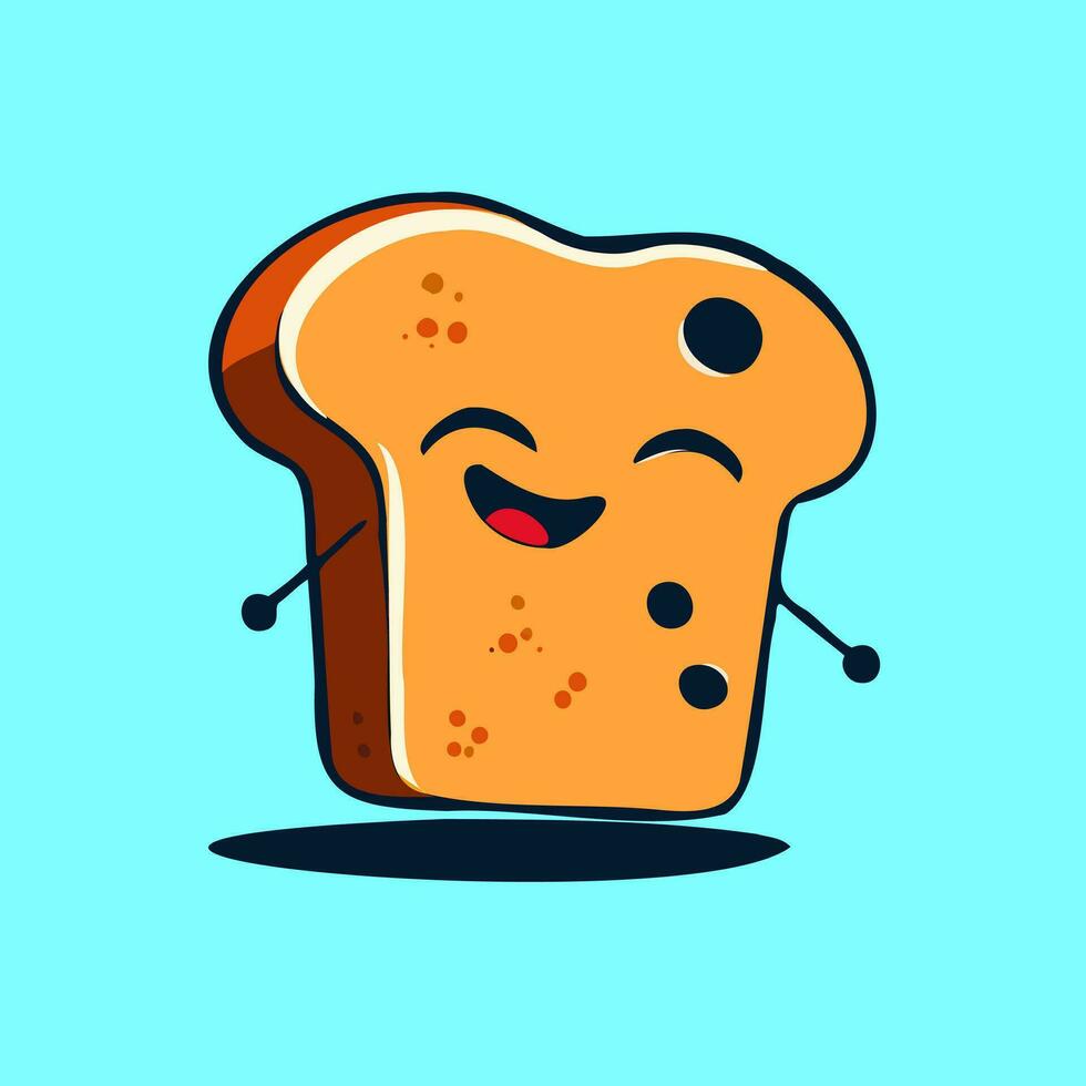 cartoon illustration of a funny piece of bread vector