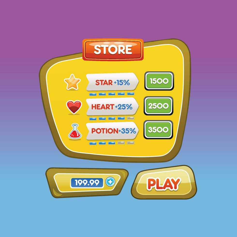 Causal game ui store screen with play button vector