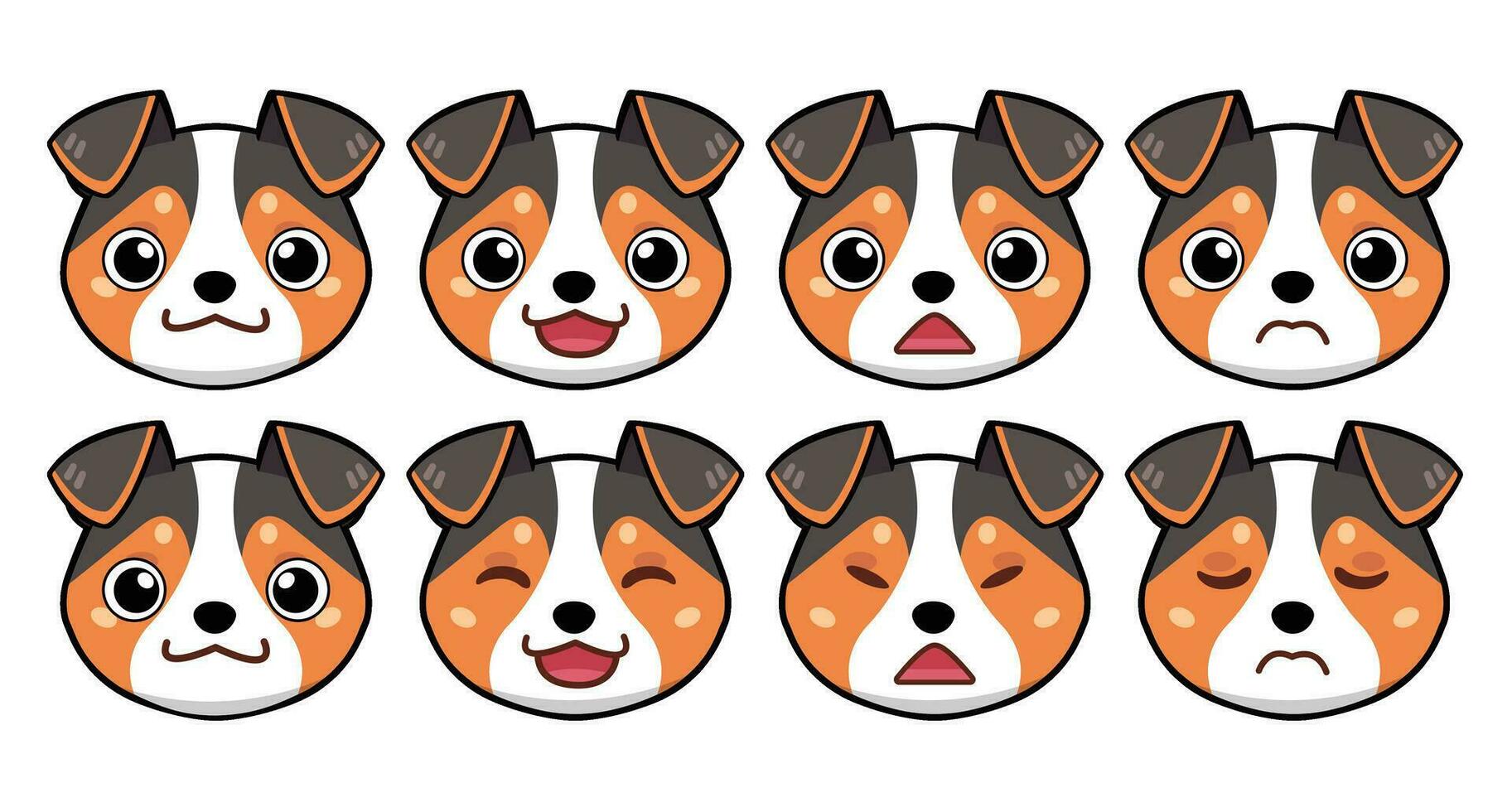 Cute dog faces with different expression vector