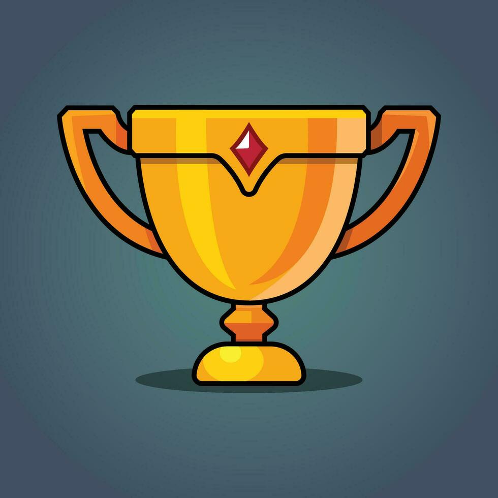 Trophy cup star icon. Simple flat style for app and web design element. Winner, award, champ, contest, prize, won concept. Vector illustration isolated on dark background. Pro Vector