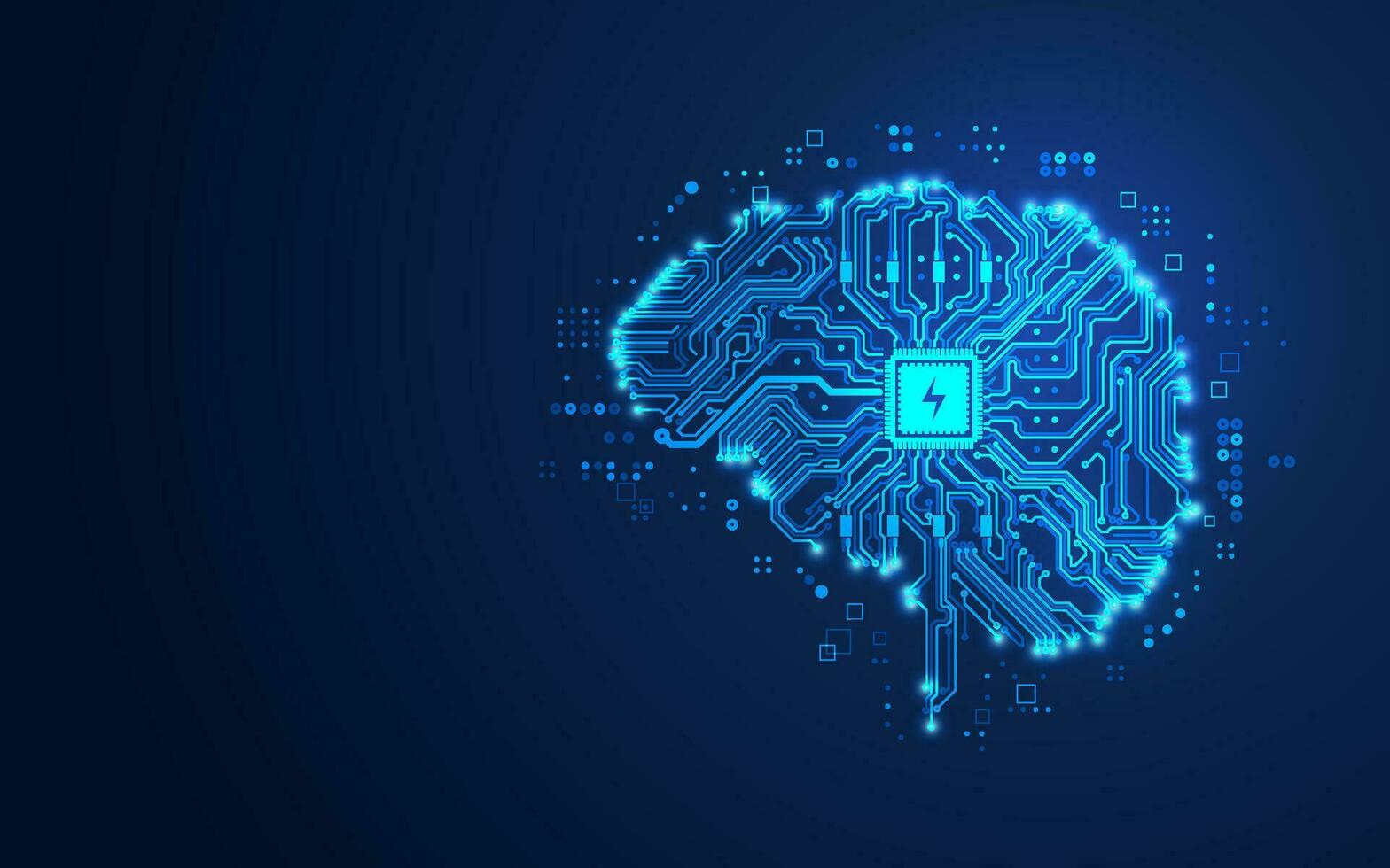 concept of machine learning or artificial intelligence, graphic of brain shape combined with electronic pattern vector