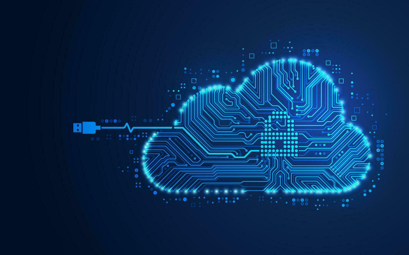 concepto de nube almacenamiento tecnología, gráfico de nube forma conjunto con electrónico tablero modelo vector