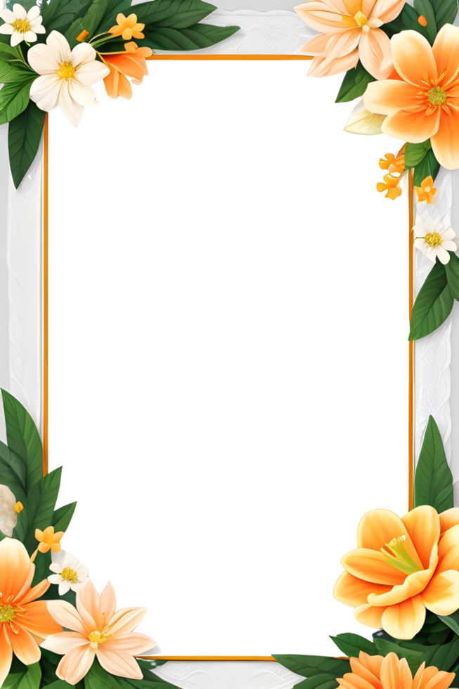 AI generated Green Leaf With Border Frame png