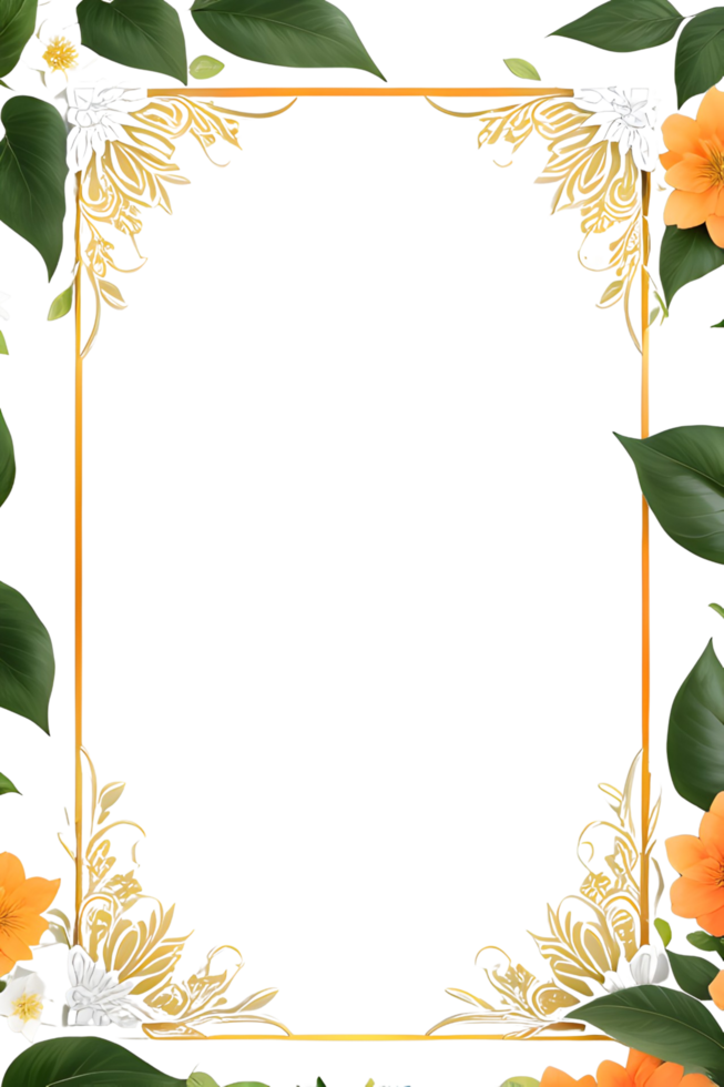 AI generated Green Leaf With Border Frame png