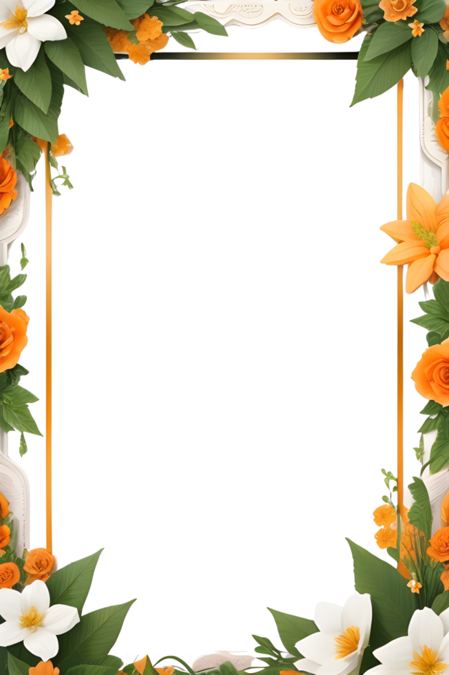 AI generated Green Leaf With Border Frame png