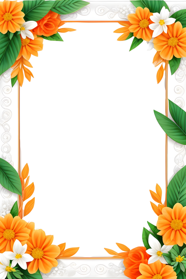 AI generated Green Leaf With Border Frame png