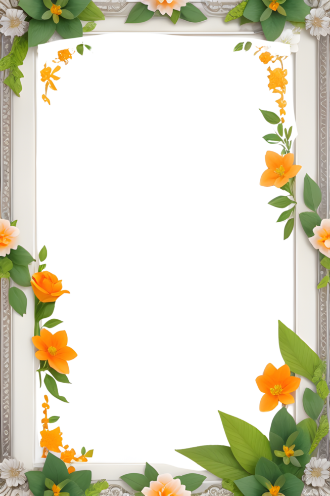 AI generated Green Leaf With Border Frame png