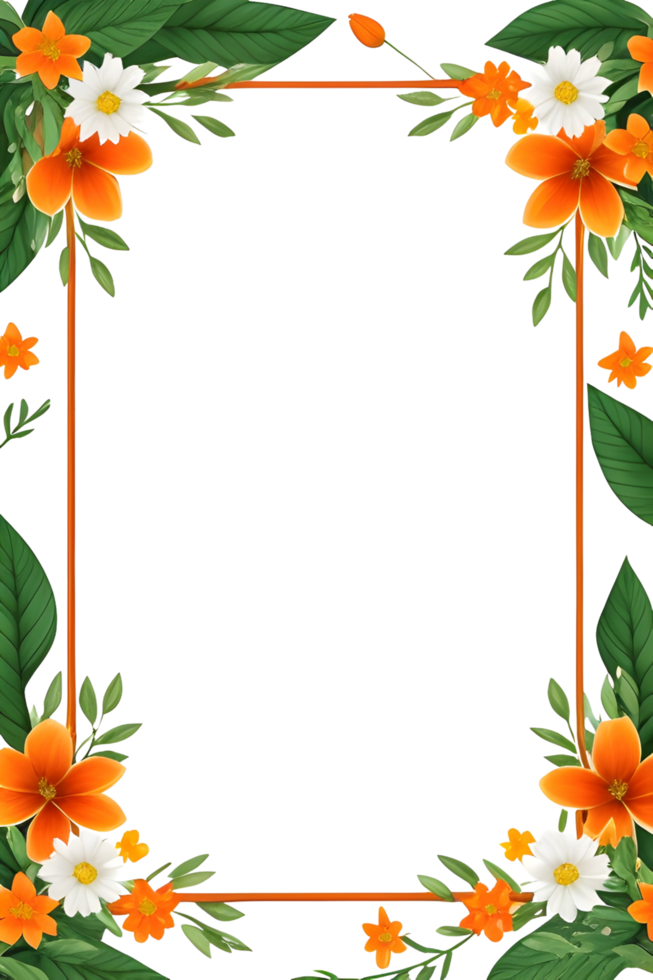 AI generated Green Leaf With Border Frame png