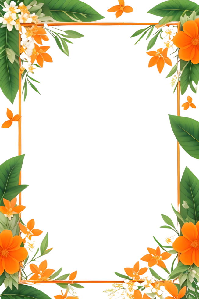 AI generated Green Leaf With Border Frame png