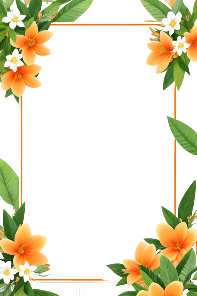AI generated Green Leaf With Border Frame png