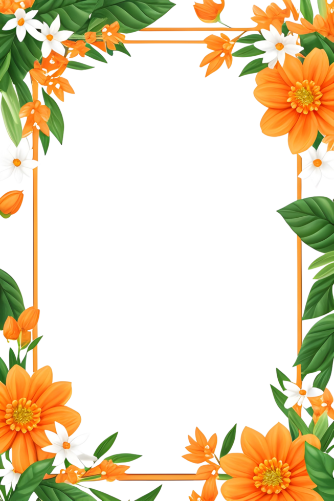 AI generated Green Leaf With Border Frame png