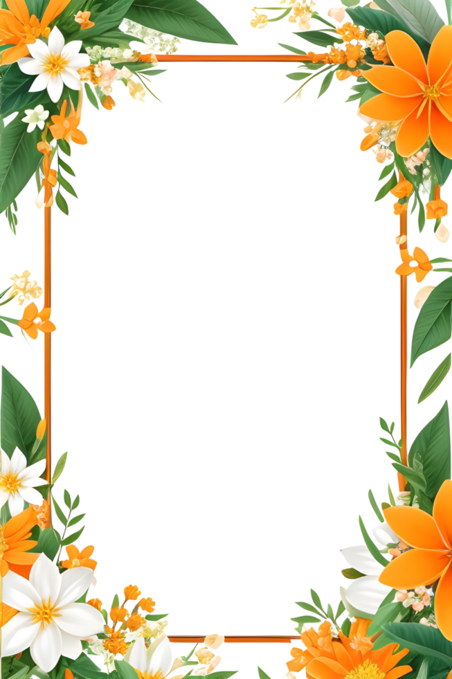 AI generated Green Leaf With Border Frame png