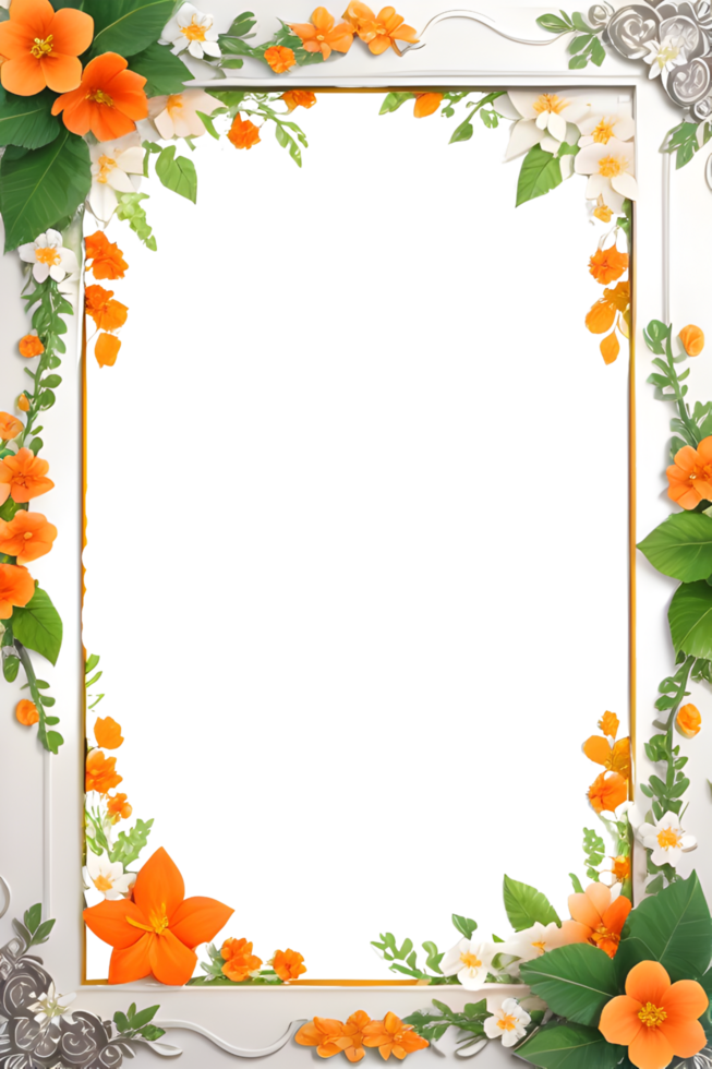 AI generated Green Leaf With Border Frame png