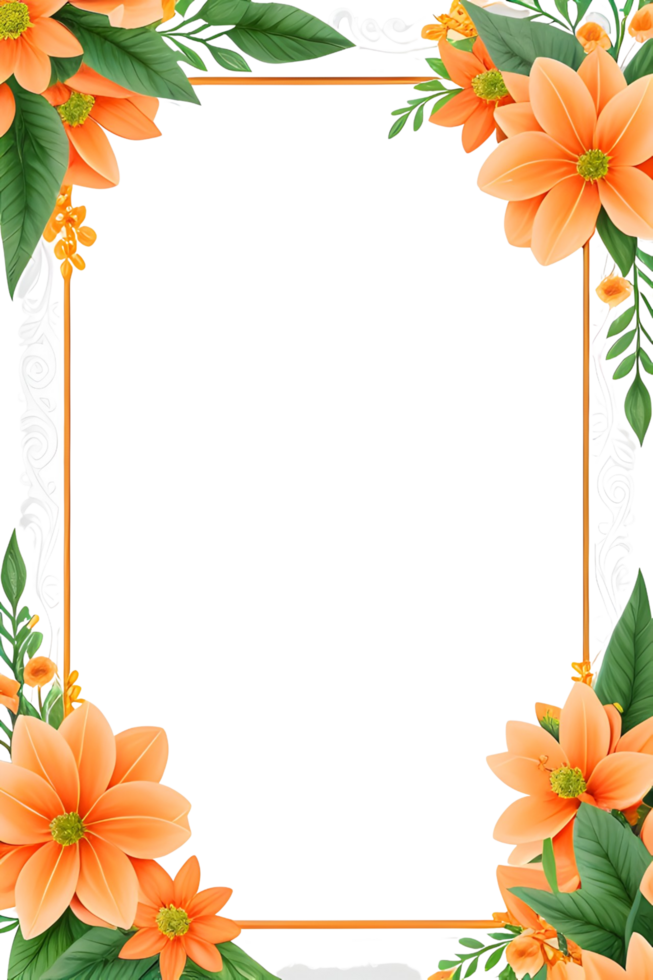 AI generated Green Leaf With Border Frame png