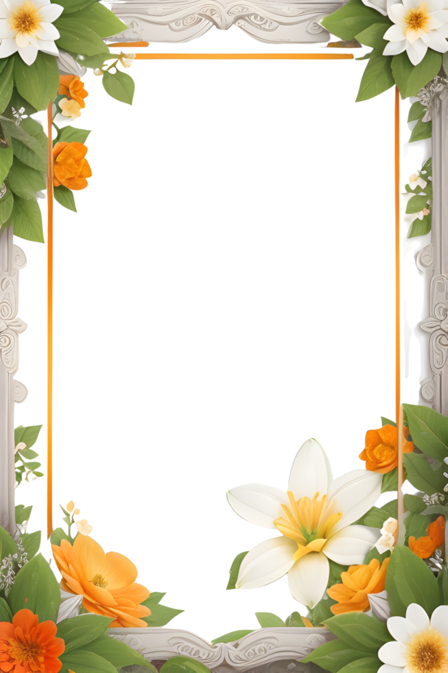 AI generated Green Leaf With Border Frame png